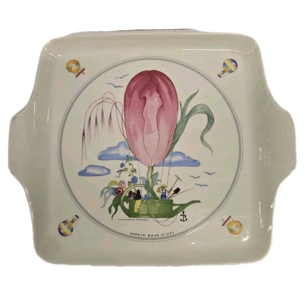 Villeroy & Boch Le Ballon Square Handled Cake Plate Pink‎ 